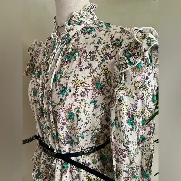 Berenice Paris Floral Ruffle Mini Dress S/M Boho Romantic - Picture 3 of 10
